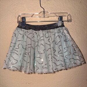 Baby Sara Blue Tulle Skirt w/ Silver Sequins Metallic Waistband- BNWT